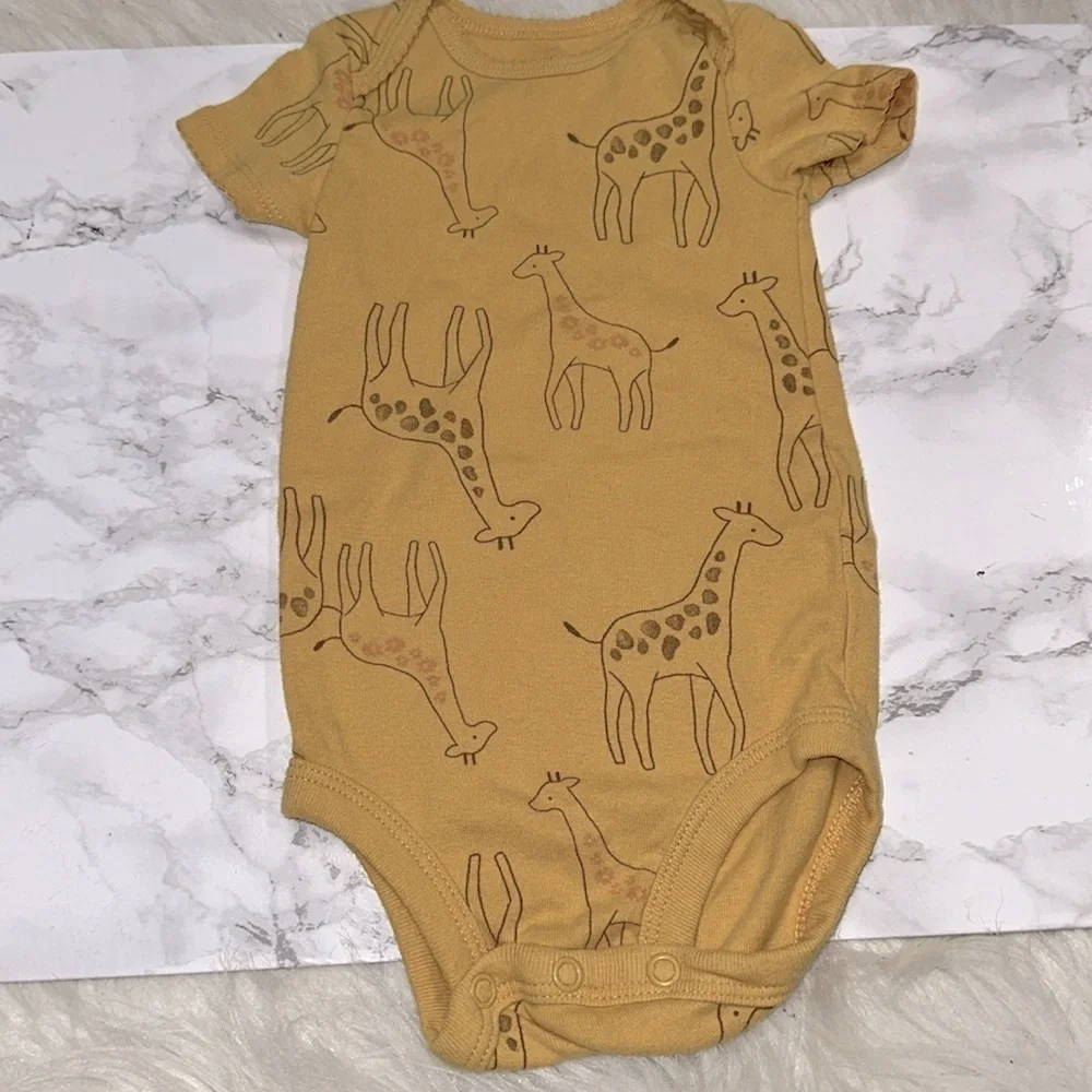 Carters Yellow Giraffe Print baby One Piece size 3-6 months